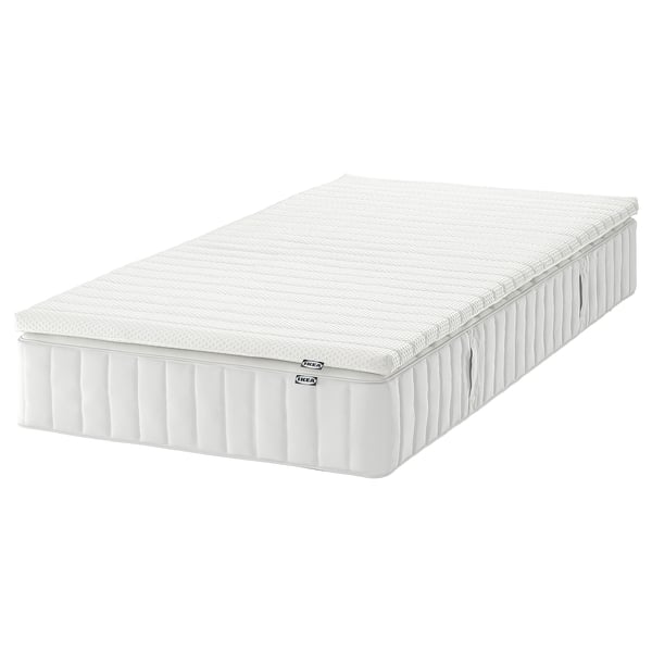 VALEVÅG Matelas et surmatelas, extra ferme blanc/Nisseholm blanc, 1 place