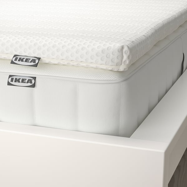VALEVÅG Matelas et surmatelas, extra ferme blanc/Nisseholm blanc, Très grand 2 places