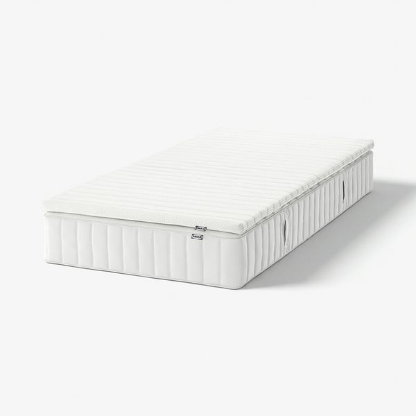 VALEVÅG Matelas et surmatelas, mi-ferme blanc/Nisseholm blanc, 1 place