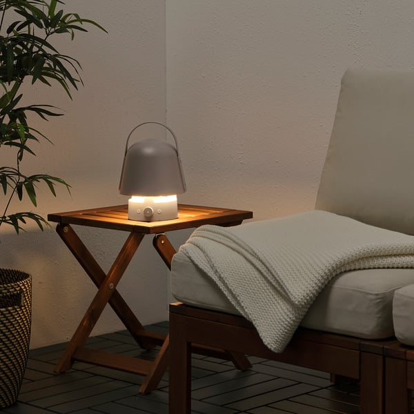 VAPPEBY Luminaire haut-parleur bluetooth, extérieur/gris