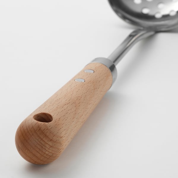 VARDAGEN Écumoire, acier inox/hêtre, 13 "