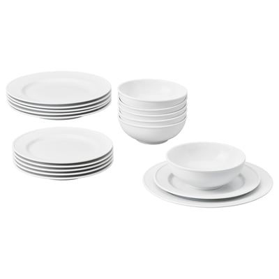 VARDAGEN Service de vaisselle, 18 pièces, blanc