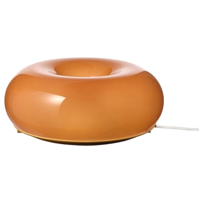 VARMBLIXT Lampe de table/applique à DEL, orange verre/rond, 12 "