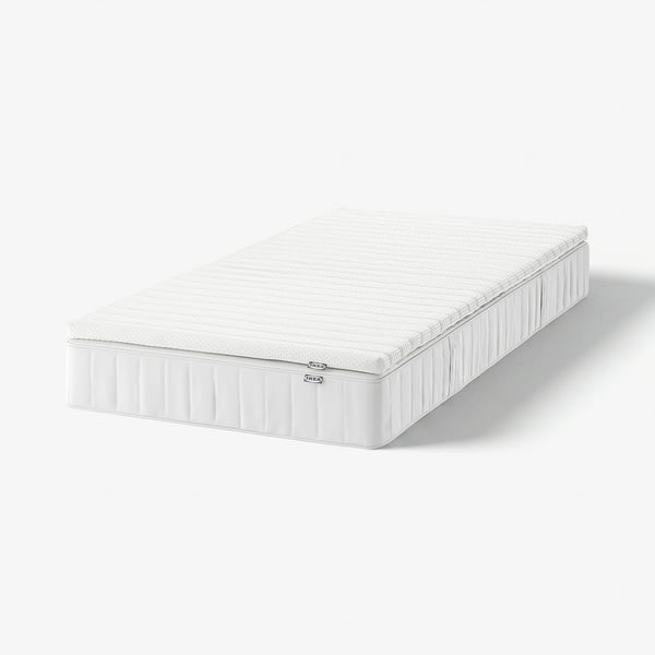 VESTERÖY Matelas et surmatelas, ferme blanc/Nisseholm blanc, 1 place