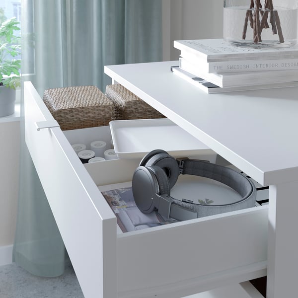 VIHALS Commode à 4 tiroirs, blanc/fonction ouverture/fixation, 27 1/2x18 1/2x35 3/8 "
