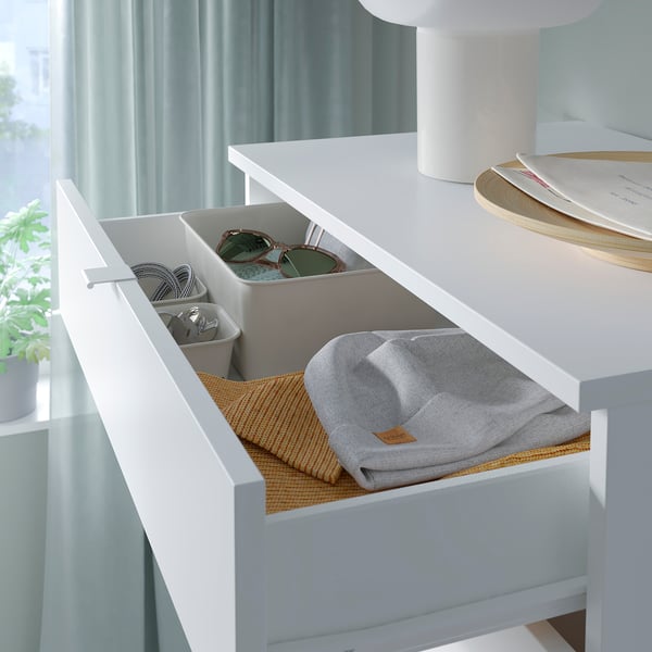 VIHALS Commode à 6 tiroirs, blanc/fonction ouverture/fixation, 27 1/2x18 1/2x47 1/4 "