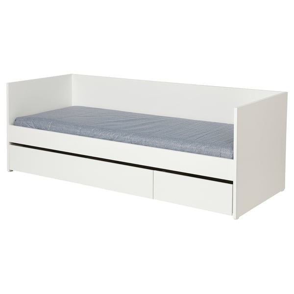 VIHALS Lit d'appoint+rangement/1 matelas, blanc/Ågotnes ferme, 1 place