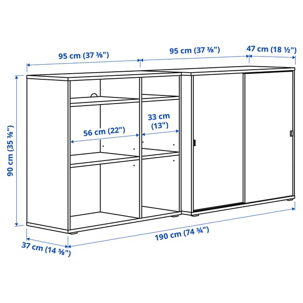 VIHALS Rangement, blanc, 74 3/4x18 1/2x35 3/8 "
