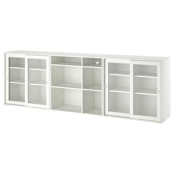 VIHALS Rangement portes vitrées, blanc/verre clair, 112 1/4x14 5/8x35 3/8 "