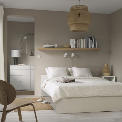 VIHALS Structure de lit, blanc, Grand 2 places