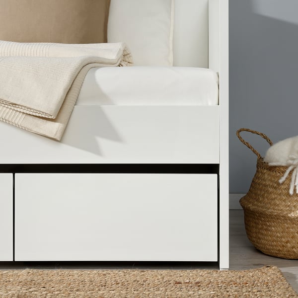 VIHALS Structure lit d'appoint + rangement, blanc, 1 place