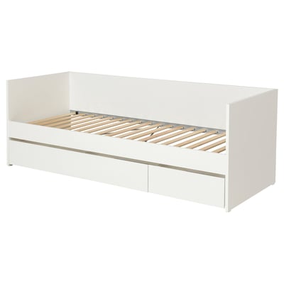 VIHALS Structure lit d'appoint + rangement, blanc, 1 place