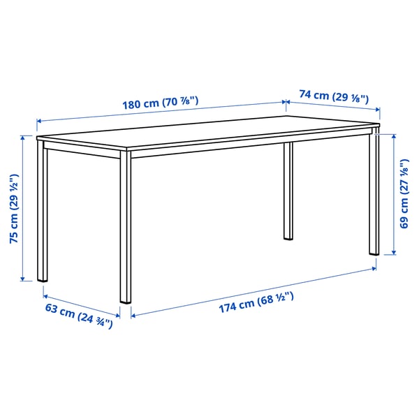 VIHALS Table, blanc/blanc, 70 7/8x29 1/8 "