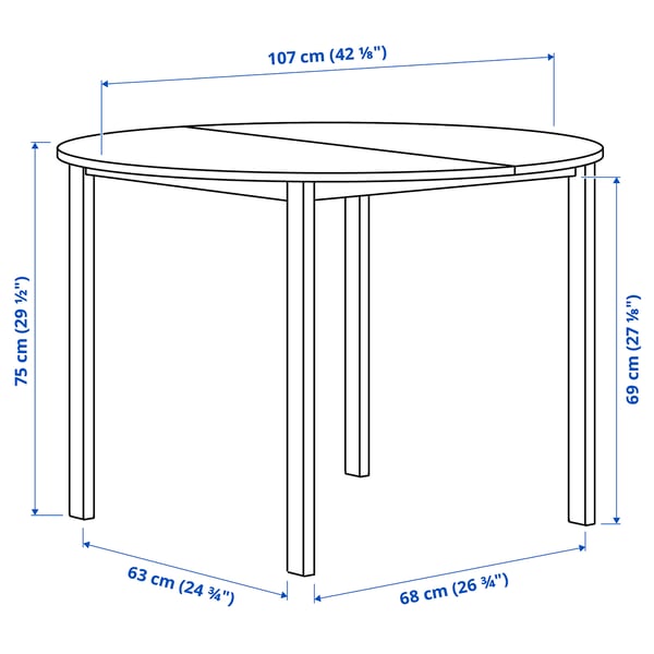 VIHALS Table, blanc/blanc, 42 1/8 "