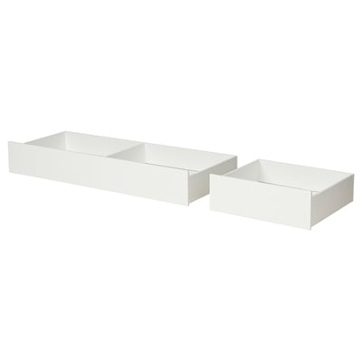 VIHALS Tiroirs de lit, 2p, blanc, 2 places/1place