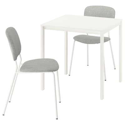 VIHALS / VIHALS Table et 2 chaises, blanc blanc/blanc Tibbleby beige-gris, 29 1/8x29 1/8 "