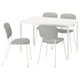 VIHALS / VIHALS Table et 4 chaises, blanc/blanc Tibbleby beige-gris, 47 1/4/70 7/8x29 1/8 "