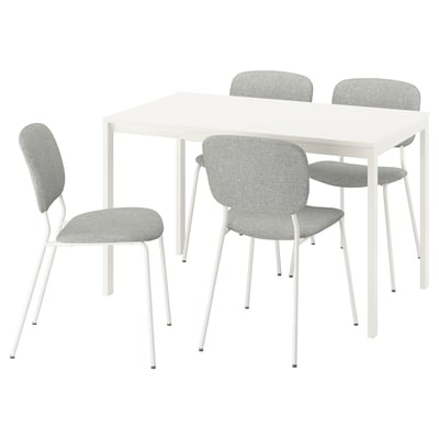 VIHALS / VIHALS Table et 4 chaises, blanc/blanc Tibbleby beige-gris, 33 1/8/47 1/4x29 1/8 "