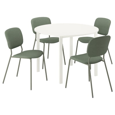 VIHALS / VIHALS Table et 4 chaises, blanc blanc/vert Tibbleby gris-vert, 42 1/8 "