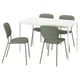 VIHALS / VIHALS Table et 4 chaises, blanc blanc/vert Tibbleby gris-vert, 49 1/4x29 1/8 "
