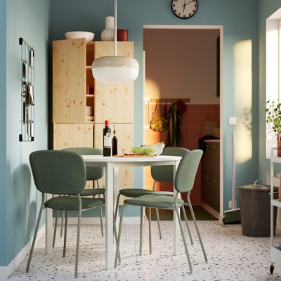 VIHALS / VIHALS Table et 4 chaises, blanc blanc/vert Tibbleby gris-vert, 42 1/8 "