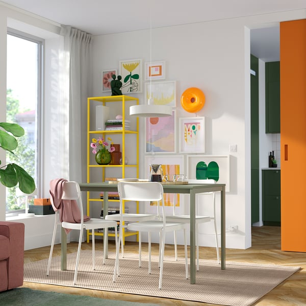 VIHALS / VIHALS Table et 4 chaises, vert vert/blanc, 49 1/4x29 1/8 "