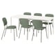 VIHALS / VIHALS Table et 6 chaises, blanc/vert Tibbleby gris-vert, 47 1/4/70 7/8x29 1/8 "