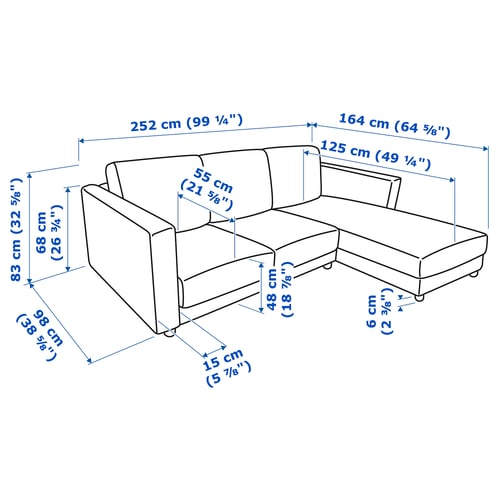 VIMLE Canapé, avec méridienne/Knäbäck gris-vert