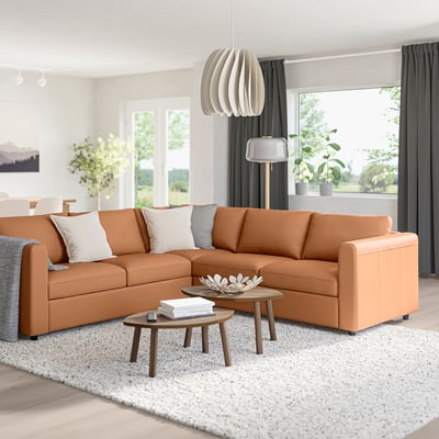 VIMLE Canapé d'angle, 4 places, Grann/Bomstad brun doré
