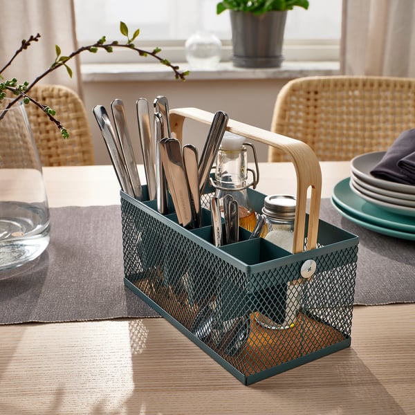 VIMPELFISK Range-couverts, bambou/gris turquoise