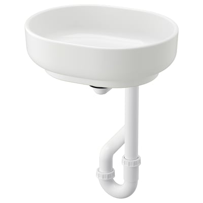 VINDELÄLVEN Lavabo intégré avec siphon, blanc, 15 3/8x12 1/4 "