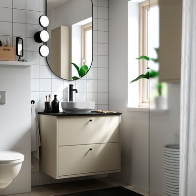 VINDELÄLVEN Lavabo intégré avec siphon, blanc, 15 3/8x12 1/4 "