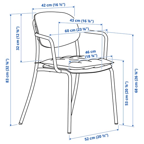 VISINGSÖ / VISINGSÖ Table et 2 chaises, extérieur vert profond/vert profond Kuddarna gris clair-beige, 27 1/2x27 1/2 "