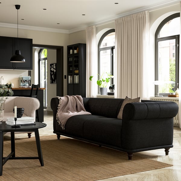 VISKAFORS Canapé, Lejde anthracite/brun