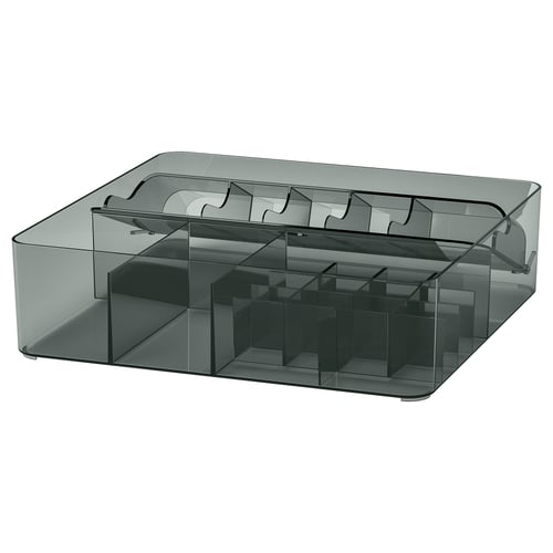 VISSLAÅN Rangement à compartiments, gris, 12 ¾x12 ¼x3 ¼ "
