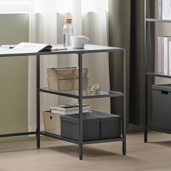 VITTSJÖ / ELDBERGET Bureau et chaise, brun-noir/gris foncé noir