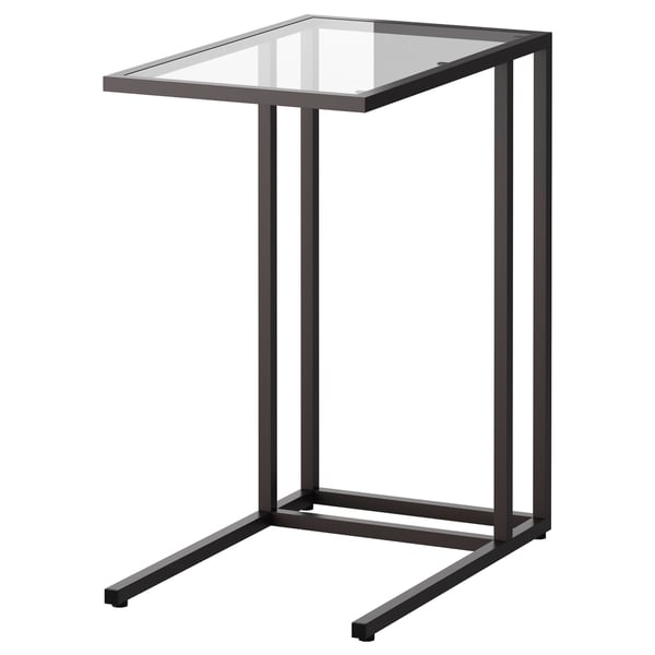 VITTSJÖ Support pr portable, brun-noir/verre, 13 3/4x25 5/8 "
