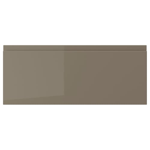 VOXTORP Façade de tiroir, ultrabrillant gris-brun foncé, 24x10 "