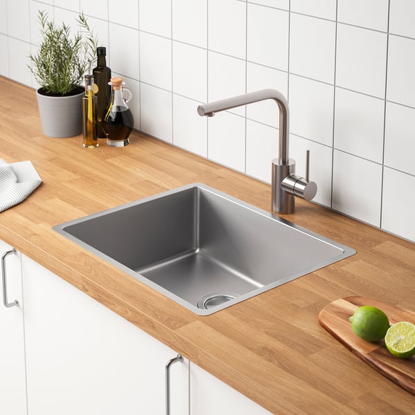VRESJÖN Évier à encastrer, 1 bac, acier inox, 21 1/4x17 3/8 "