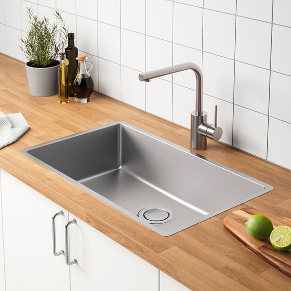 VRESJÖN Évier à encastrer, 1 bac, acier inox, 28 3/4x17 3/8 "
