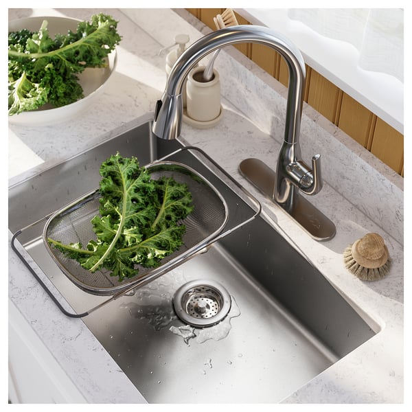 VRESJÖN Évier à encastrer, 1 bac, acier inox, 28 3/4x17 3/8 "