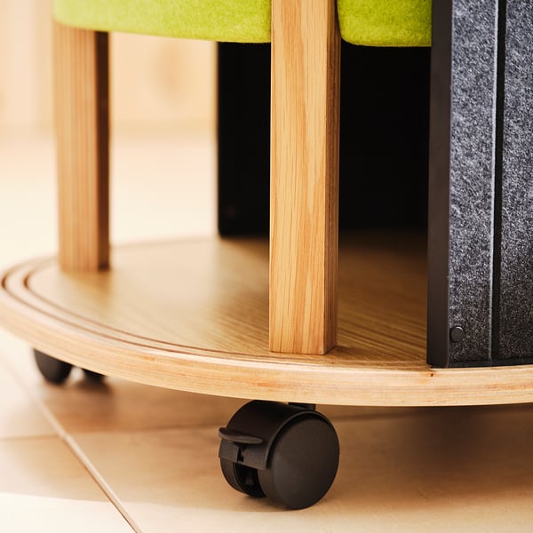 YXSTABY Table d’appoint de jeu à roulettes, chêne plaqué/gris