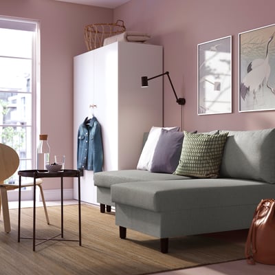 ÄLVDALEN 3er-Bettsofa mit Récamiere, Knisa graubeige