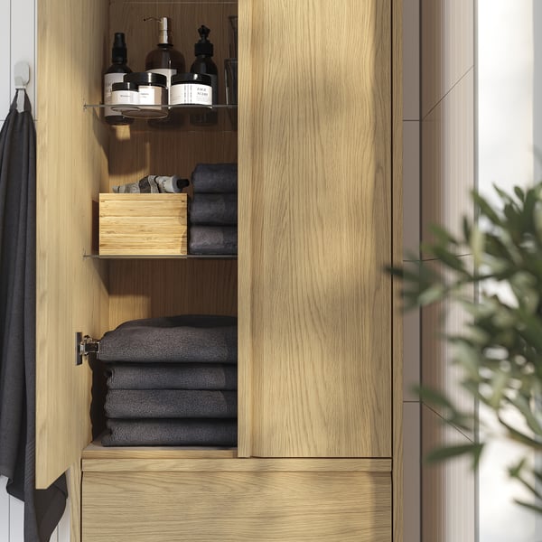 ÄNGSJÖN Hochschrank mit Türen/Schubladen, Eichenachbildung, 60x35x195 cm