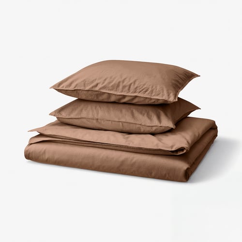 ÄNGSLILJA Bettwäsche-Set, 3-teilig, hellbraun, 240x220/50x60 cm