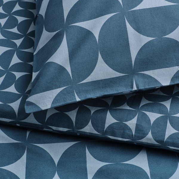 ÄNGSNEJLIKA Bettwäsche-Set, 3-teilig, dunkelblau/hellblau, 240x220/50x60 cm