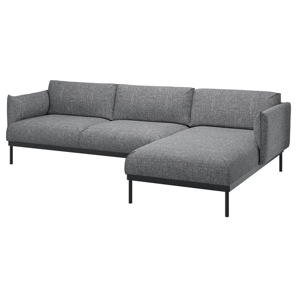 ÄPPLARYD 3er-Sofa mit Récamiere, Lejde grau/schwarz