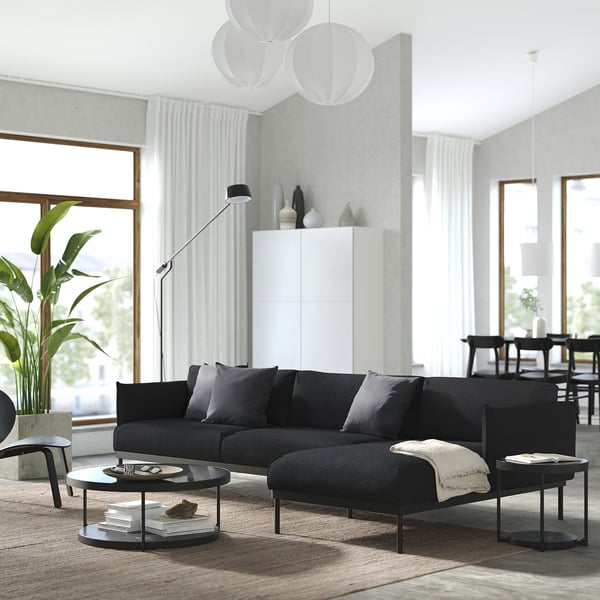 ÄPPLARYD 4er-Sofa mit Récamiere, Gunnared schwarz/grau