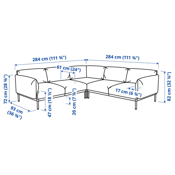 ÄPPLARYD Ecksofa 4-sitzig, Gunnared schwarz/grau