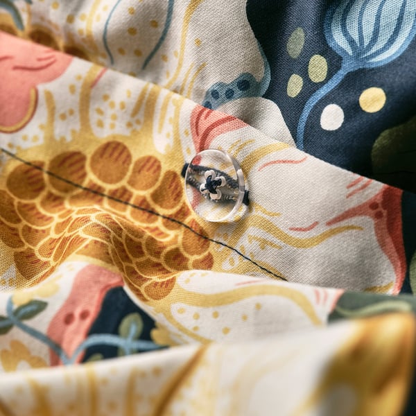 ARENBOK Bettwäsche-Set, 3-teilig, dunkelblau/Blumenmuster, 240x220/50x60 cm